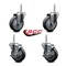 Service Caster 4 Inch Thermoplastic  Rubber Wheel Swivel 58 Inch Threaded Stem Caster Set 2 Brakes SCC SCC-TS20S414-TPRB-58212-2-TLB-2 - alternate 3